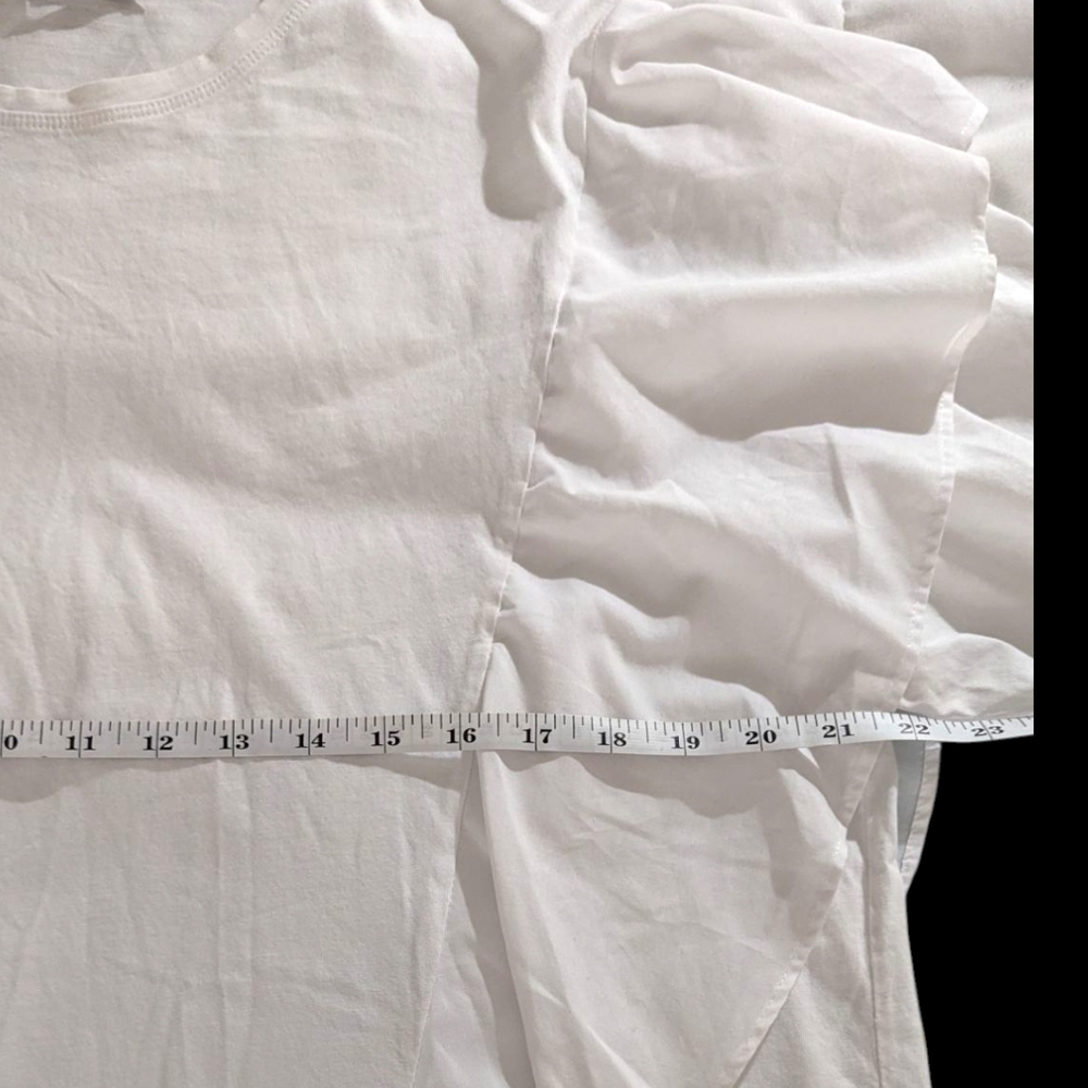 Zara White Short Sleeve Tee with Ruffle Detail, Sz Medium - Picture 10 of 10